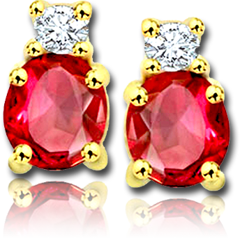 2.35 cts Diamond  & Ruby Studs