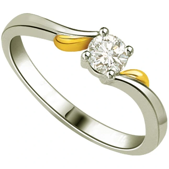 Solitarie Diamond Two Tone Ring in 18kt Yellow Gold (0.06cts SDRSOL)