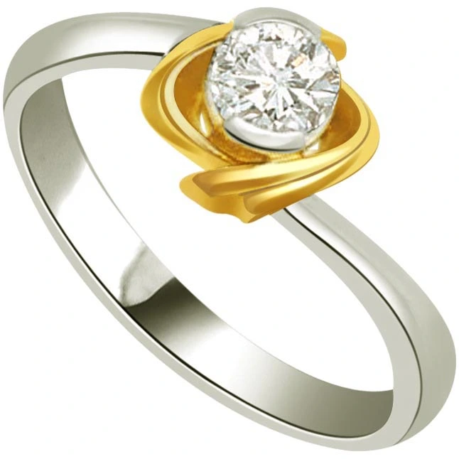 0.17cts L-M/I1 Big Solitaire Diamond Two Tone Ring in 18kt Yellow Gold (0.17cts SDRSOL)