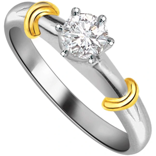 0.17cts L-M/VS2 Solitaire Diamond  Two Tone Ring in 18kt Yellow Gold (0.17cts Two Tone SDRSOL)