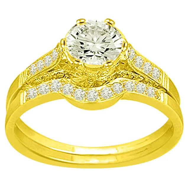 0.87TCW H/I1 Sol Diamond Wedding Engagement Ring Set (0.87HI1-S59)
