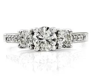 0.88TCW O/SI2 Cert Sol Diamond Bridal Ring with Accents (0.88OSI2-D48W)