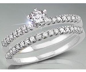 1.02TCW G/I1 Cert Diamond Wedding Engagement Ring Set (1.02GSI1-S54W)