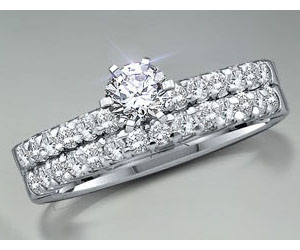 1.22TCW J/I1 Cert Diamond Engagement Wedding Ring Set (1.22JI1-S58W)