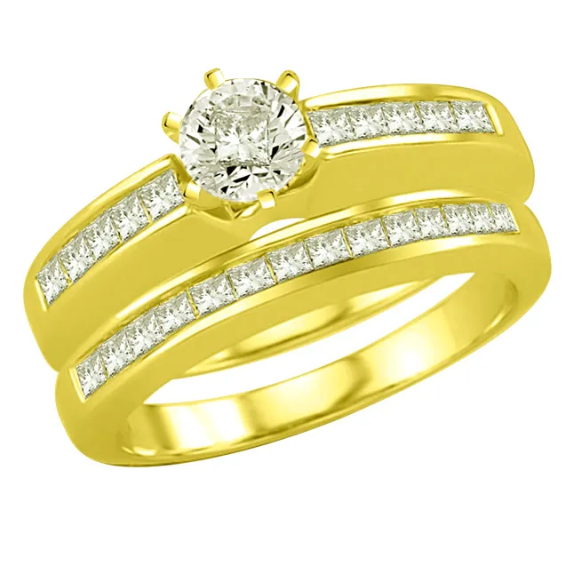 1.30TCW F/VVS1 Engagement Wedding Ring Set in 18kt Yellow Gold (1.30FVVS1-N5)