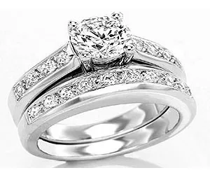 1.34TCW H/SI1 Cert Diamond Engagement Wedding Ring Set (1.34HSI1-S57W)