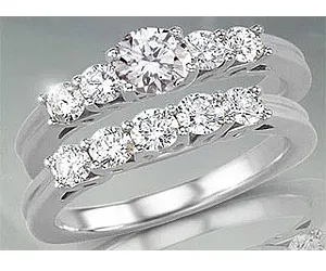 1.36TCW F/VS1 Cert Diamond Engagement Wedding Ring Set (1.36FVS1-S52W)