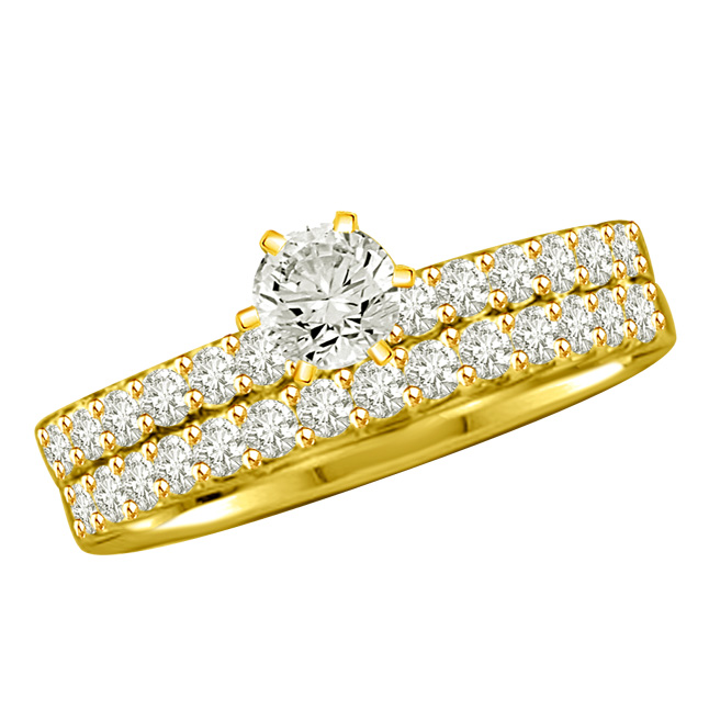 1.42TCW K/I1 Cert Diamond Engagement Wedding Ring Set (1.42KI1-S58)