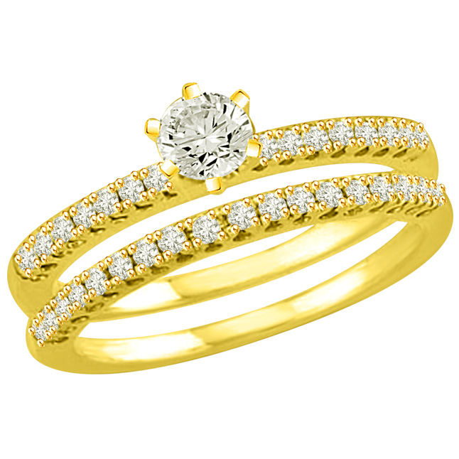 1.52TCW G/I1 Cert Diamond Wedding Engagement Ring Set (1.52GI1-S54)