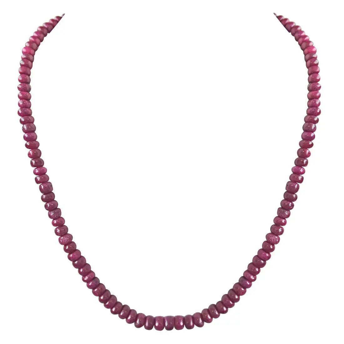 110cts Single Line Real Light Pink Ruby Beads Necklace for Women (110ctsRubyNeck)