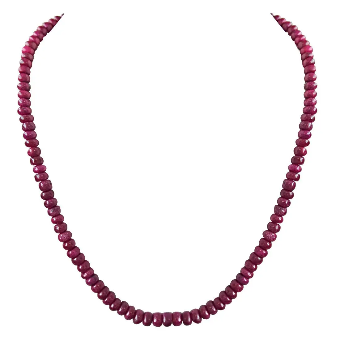 252cts Single Line Real Maroon Red Ruby Beads Necklace for Women (252ctsRubyNeck)