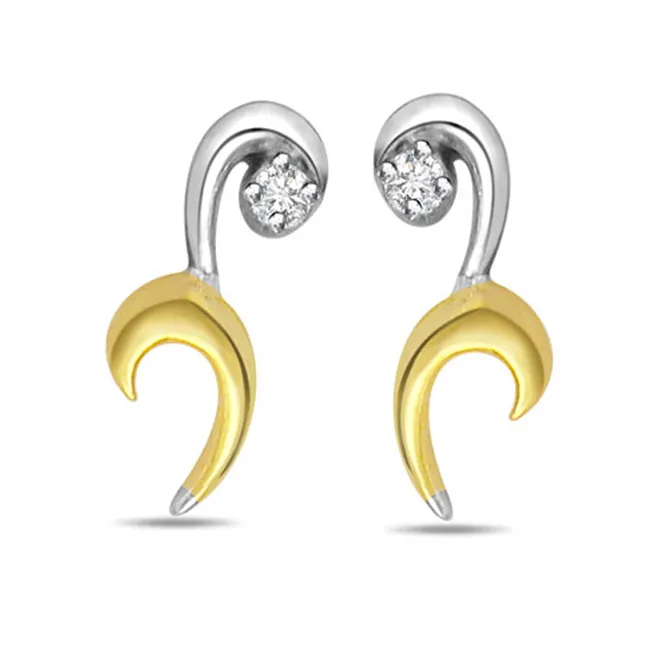 Two Tone Solitaire Earrings (ER195)