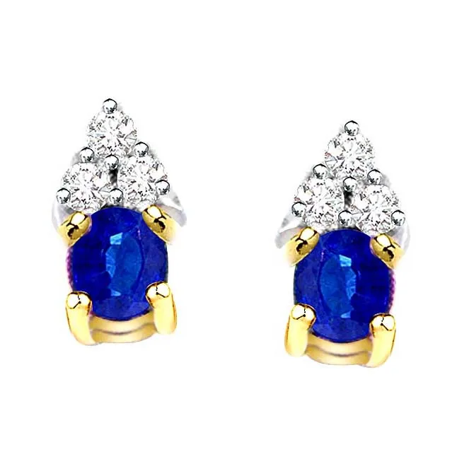 Mesmerizing Beauty Diamond & Oval Sapphire Earrings (ER282)