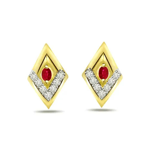 Traditional Diamond and Ruby Earring (ER361)