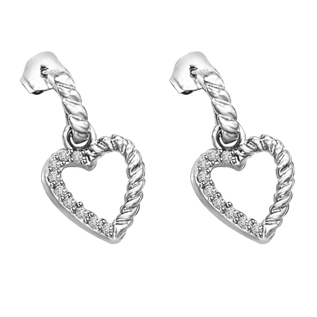 Shining Swan 0.36cts Serrated Gold & Diamond 14kt White Earrings Pair For Her (ER440)