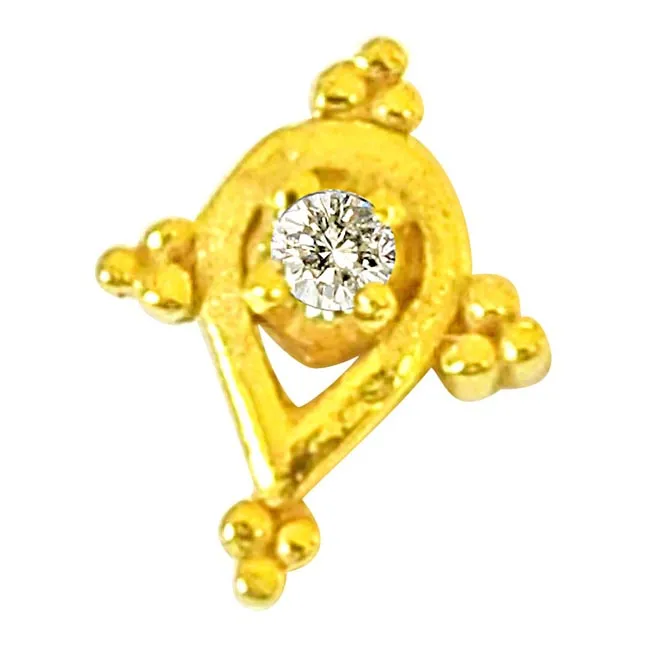 Pear Shaped Real Diamond 18kt Yellow Gold Nosepin (NP13)