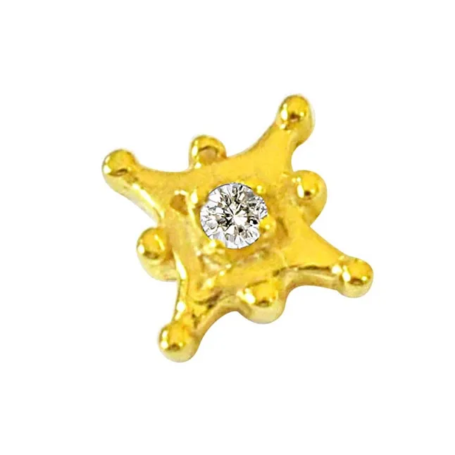 Double Star Real Diamond 18kt Yellow Gold Nosepin (NP18)