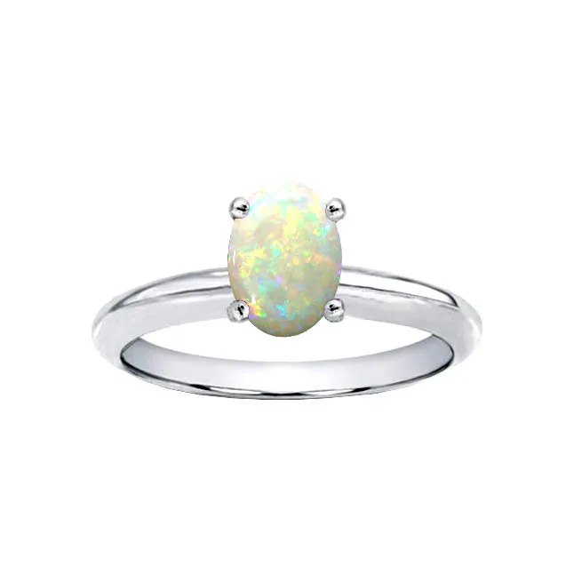 Golden Delicacy 0.40cts Solitaire Oval Opal Ring in White Gold (OPR1)