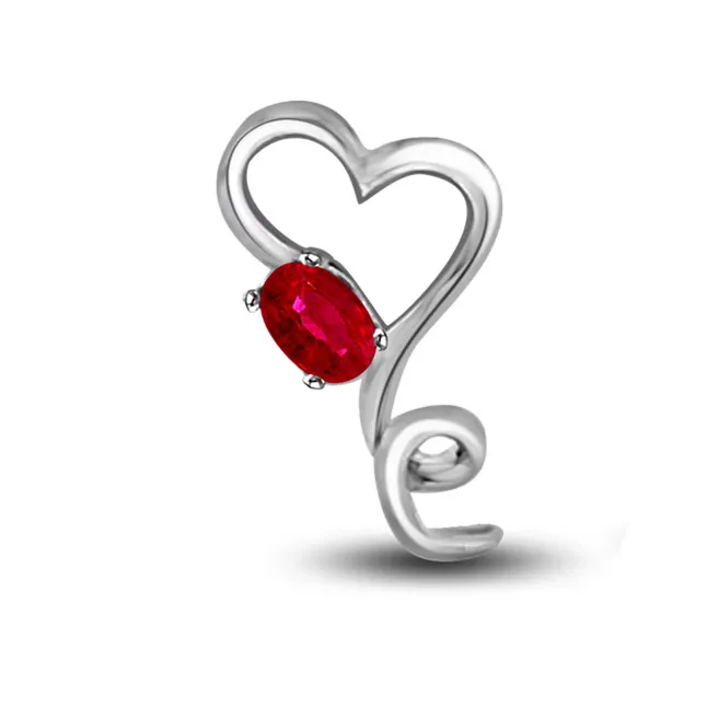 Cutie Hearts 0.15cts White Gold Real Red Ruby Pendant (P1022)