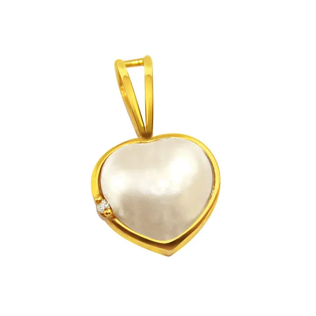 White Chocolate Heart Shape Real Diamond Pendant (P132)