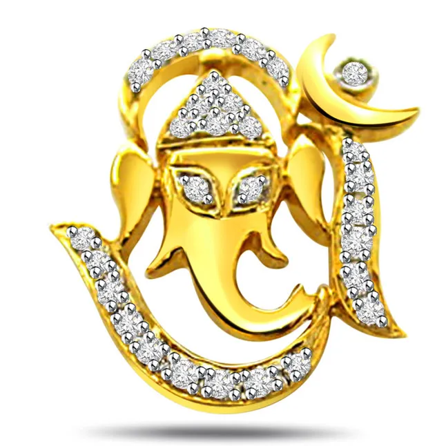 Ganpati Bappa - Real Diamond Religious Pendant (P205)