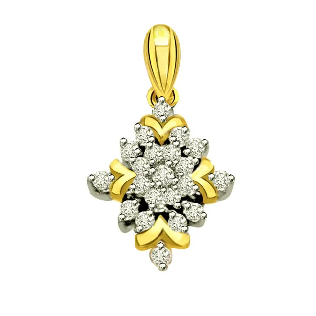 The Golden Tale 0.19cts Real Diamond Flower Shape Pendant (P248)