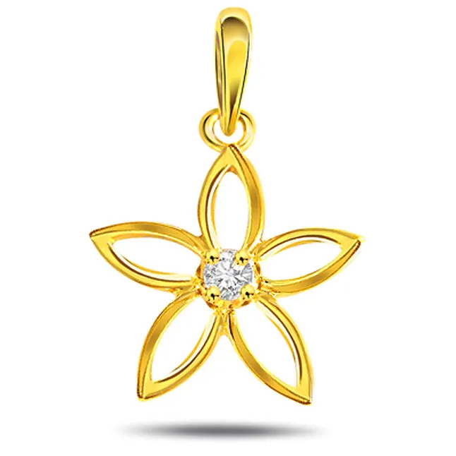 Blossom Sparkle: Delicate Flower Diamond Pendant (P1390)