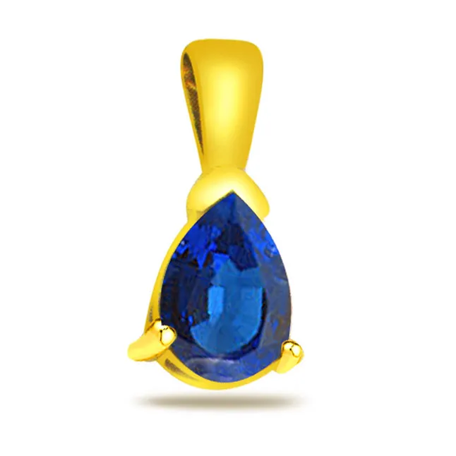 Blue Star - 1.00cts Real Blue Sapphire Gold Pendant (P526)