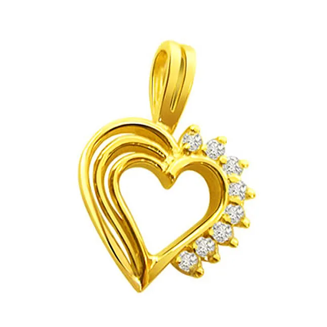 Colour of love - Real Diamond Heart Shaped Pendant (P58)