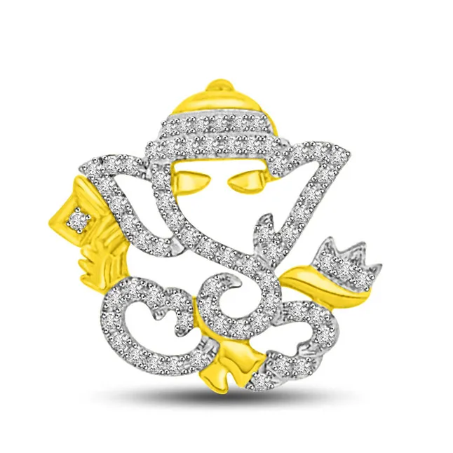 VIGHNAHARTA - Real Diamond & Gold Ganesha Pendant (P982)
