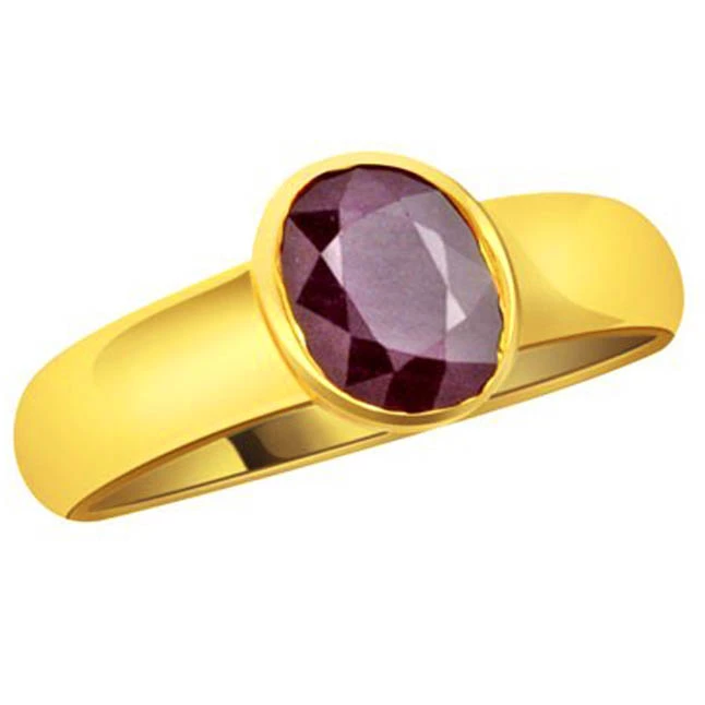 Real Red Ruby & 18K Gold Astrological Ring (RBR)