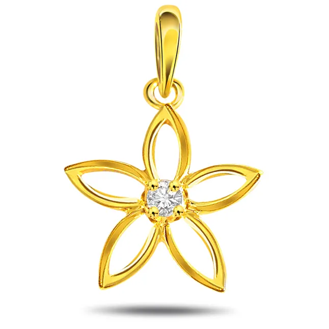 Sunshine Shimmer - Real Diamond Flower Shape Pendants (S268P)