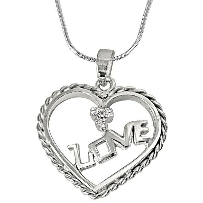 Love Your Heart - Real Diamond & Sterling Silver Pendant with 18 IN Chain (SDP205)