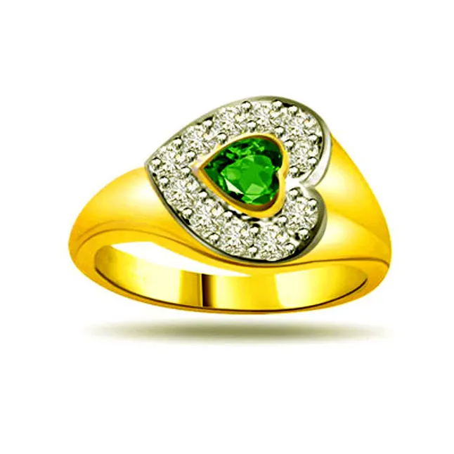 Shining Stars 0.16cts Real Diamond & Emerald Ring (SDR1124)
