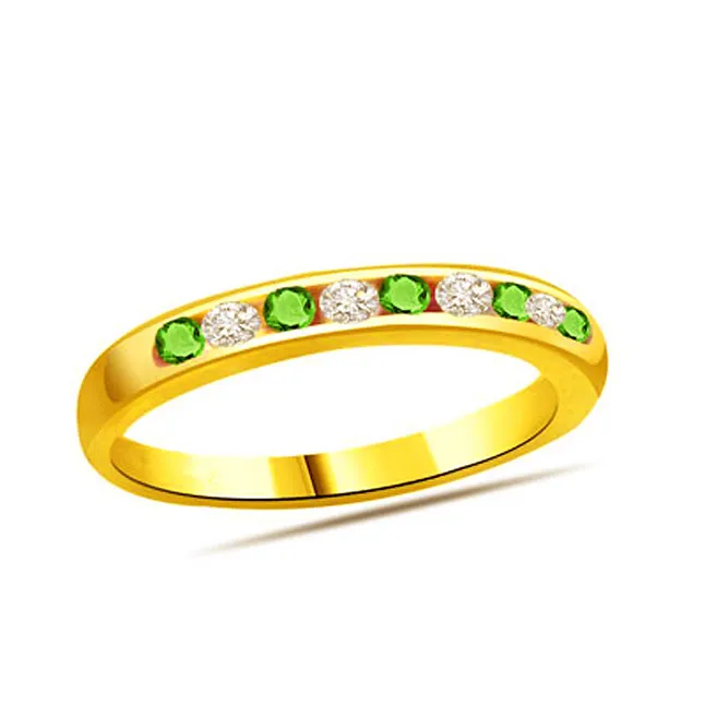 Real Diamond & Green Emerald Gold Ring (SDR1148)