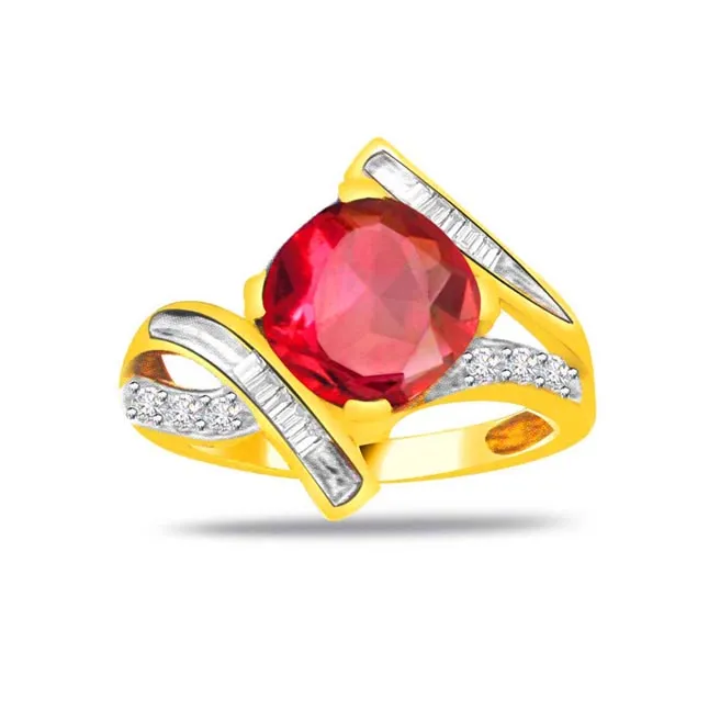 0.12cts Real Diamond & Ruby Gold Ring (SDR1209)