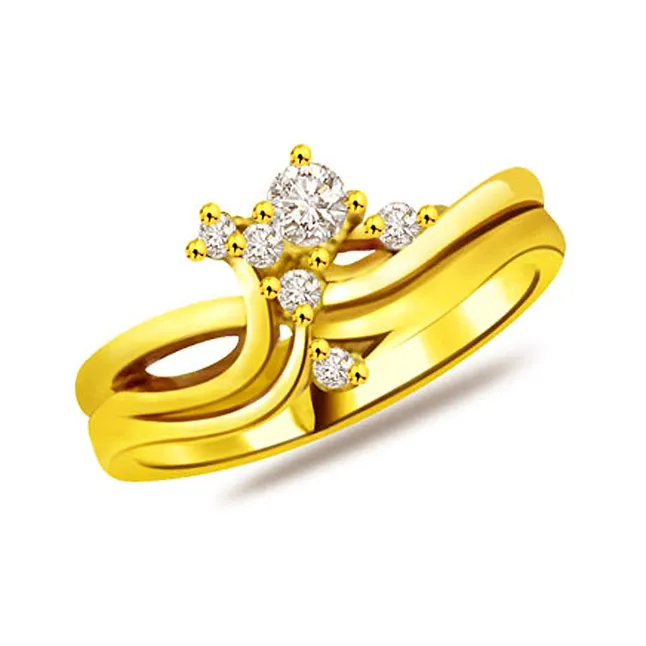 Trendy Real Diamond Gold Ring (SDR764)