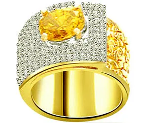 0.75 cts Wide Band Real Diamond & Golden Topaz Ring (SDR1274)