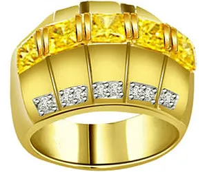 0.35 cts Real Diamond & Golden Topaz Wide Band Ring (SDR1275)