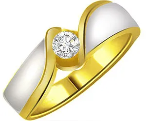 0.25 cts Two Tone Real Solitaire Diamond Ring In 18k Gold (SDR1303)