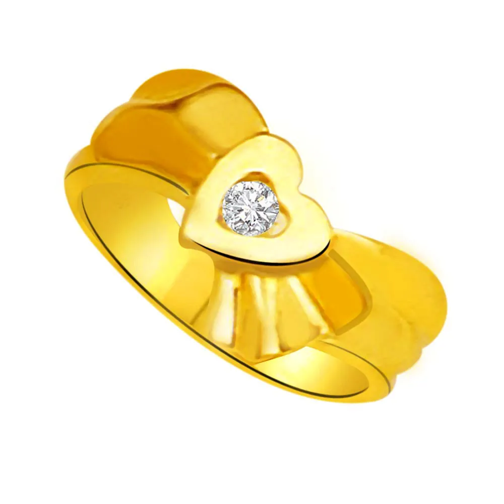 Real Diamond Heart Gold Ring (SDR901)