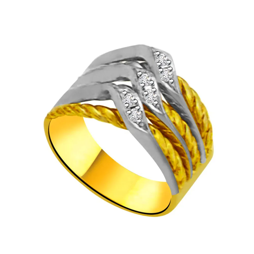 Two-Tone Real Diamond Gold Ring (SDR959)