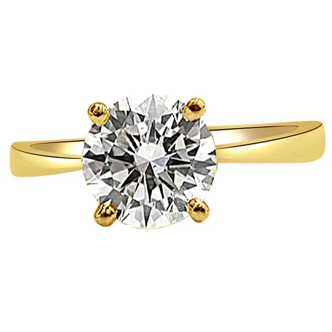 IGL Certified 1.37 cts Round Dark Brown/I2 Solitaire Diamond Engagement Ring in 18kt Yellow Gold (SDRSOL423)