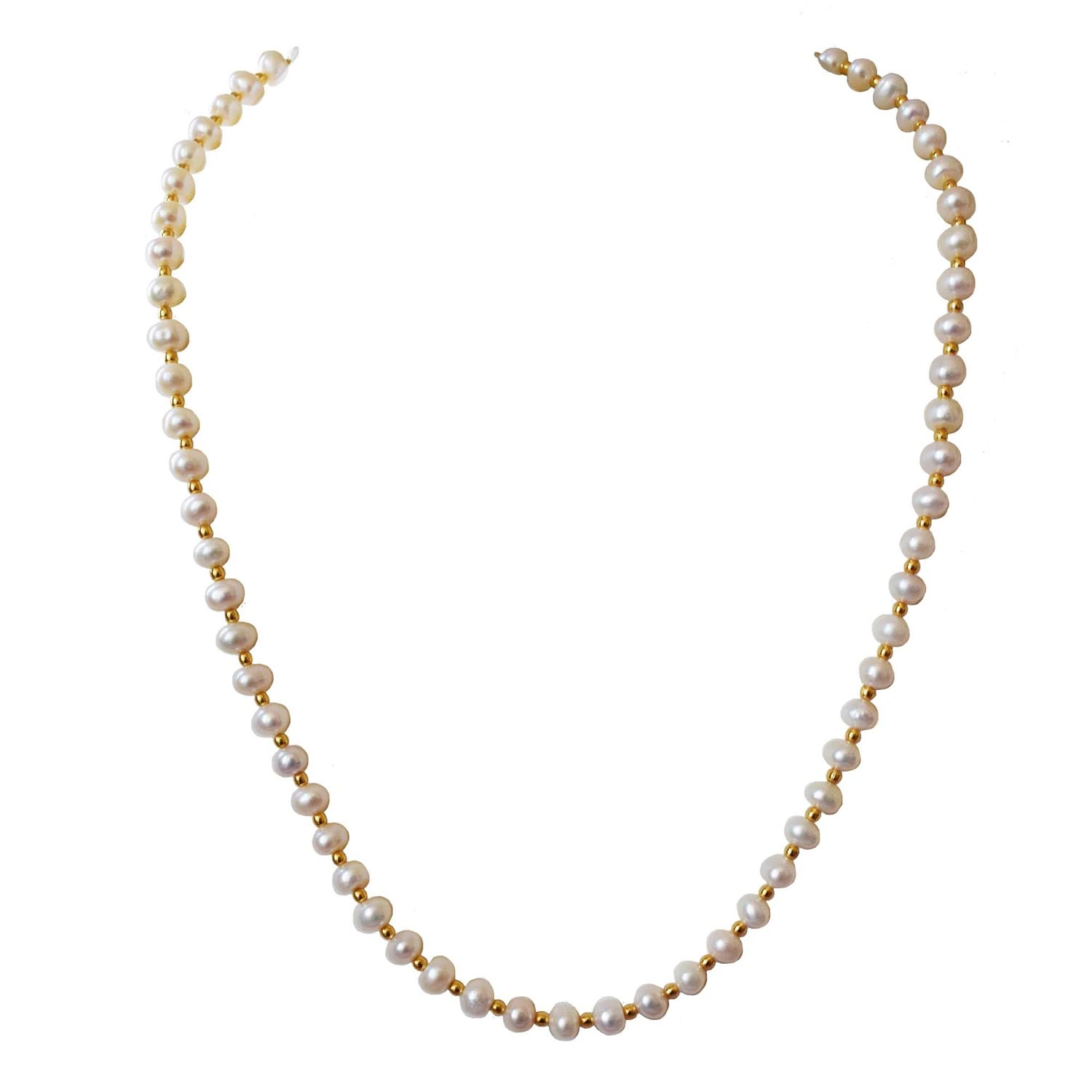 Golden Glow: Playful Pearl & Gold Bead Necklace (SN1038)
