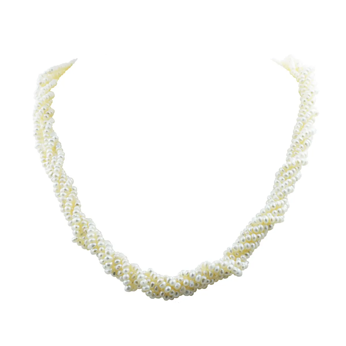 Divine Elegance: 5-Line Twisted Freshwater Pearl Necklace (SN1056)