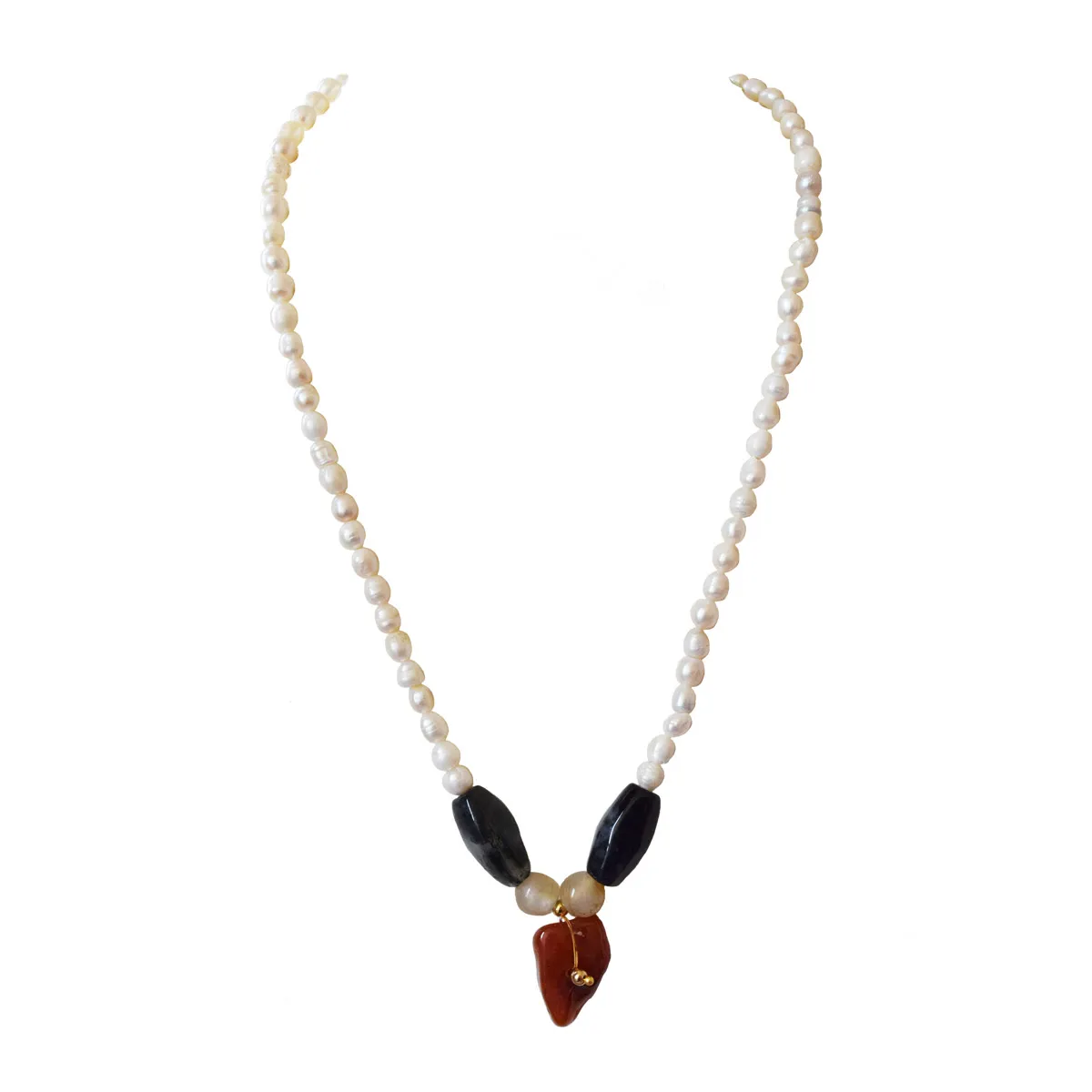 Illuminate Your Aura: Multicolored Agate & Pearl Necklace (SN1063)