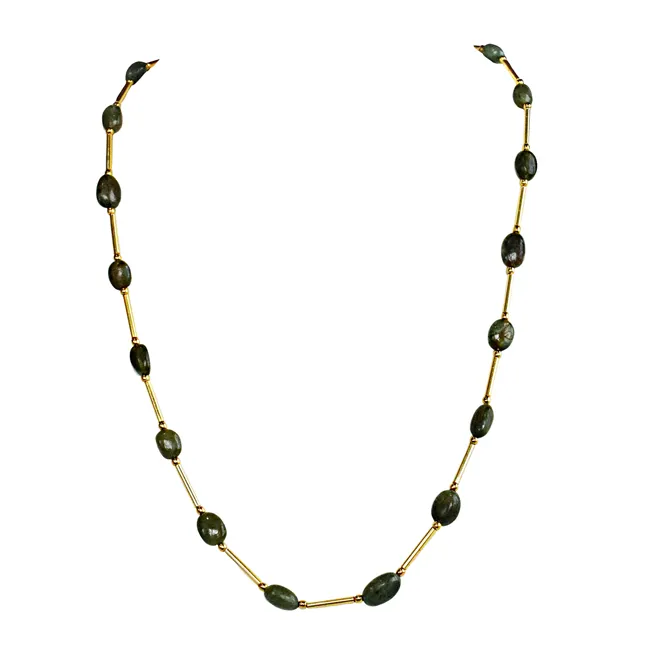 Step Into the Spotlight: The Real Green Oval Emerald & Gold-Plated Necklace (SN1071N)