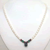 Drop Sapphire, Oval Emerald, Ruby Beads & Rice Pearl Necklace (SN1014)