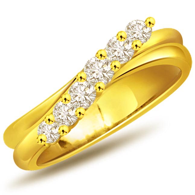 Yellow Gold Diamond Eternity Rings, 18k Engagement Rings Surat Diamond