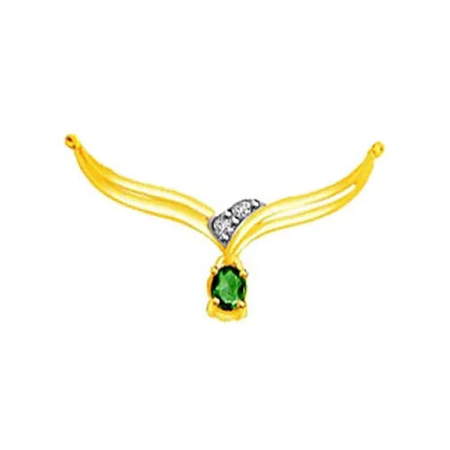 Gorgeous Green Diamond & Emerald Necklace Pendant (DN119)